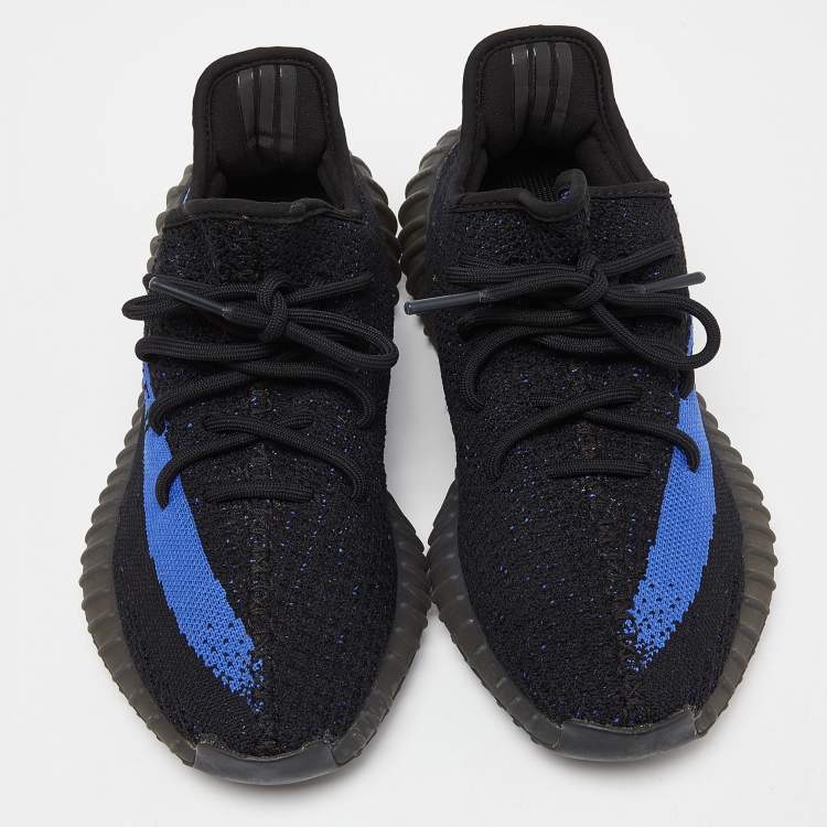 Pre Owned Yeezy x Adidas Black/Blue Knit Fabric Boost 350 V2 Blue Sneakers Size 40 2/3