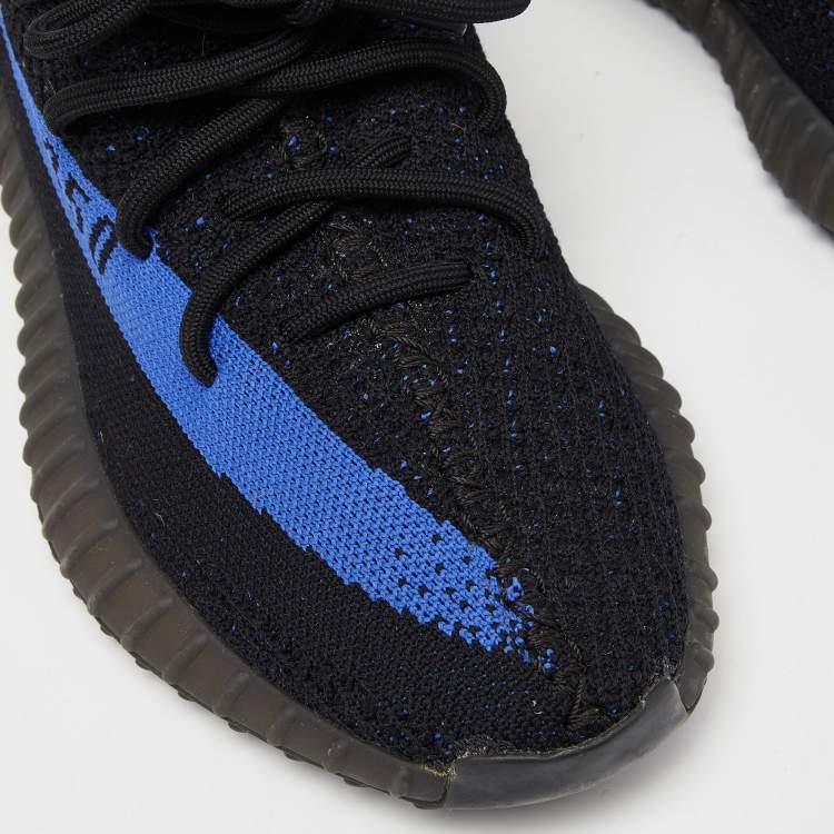 Pre Owned Yeezy x Adidas Black/Blue Knit Fabric Boost 350 V2 Blue Sneakers Size 40 2/3