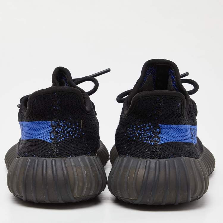 Pre Owned Yeezy x Adidas Black/Blue Knit Fabric Boost 350 V2 Blue Sneakers Size 40 2/3