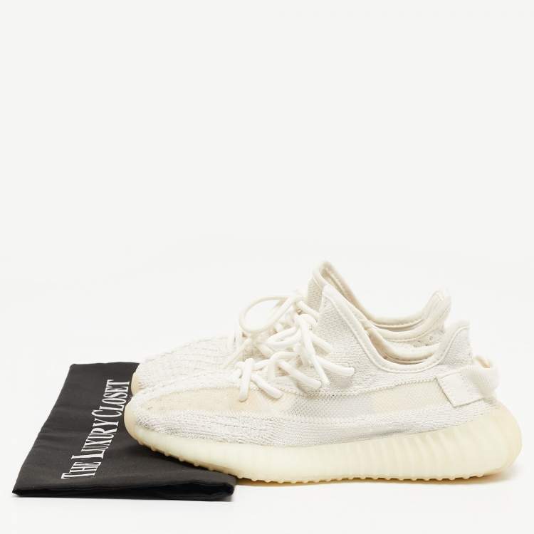 Pre Owned Yeezy x Adidas White Fabric Boost 350 V2 Sneakers Size 36 2/3