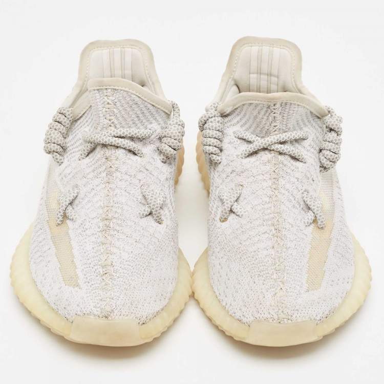 Pre Owned Yeezy x Adidas Grey Leather, Fabric Boost 350 V2  Sneakers Size 38