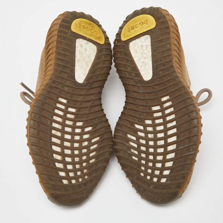 مملوكة مسبقًا Yeezy x adidas Brown Knit Fabric Boost 350 V2 Earth Sneakers Size 37 1/3