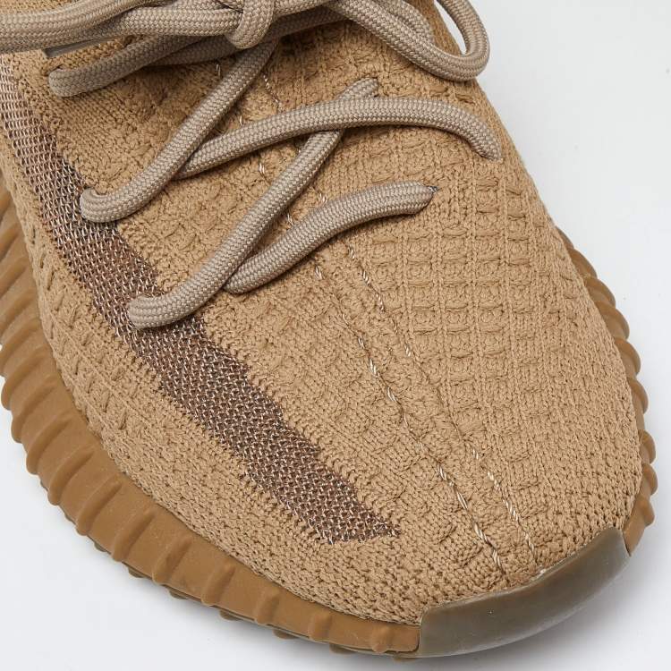 مملوكة مسبقًا Yeezy x adidas Brown Knit Fabric Boost 350 V2 Earth Sneakers Size 37 1/3