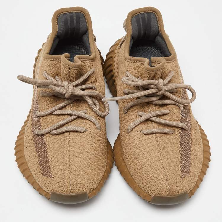 مملوكة مسبقًا Yeezy x adidas Brown Knit Fabric Boost 350 V2 Earth Sneakers Size 37 1/3