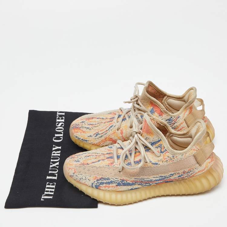 Pre Owned Yeezy x Adidas Multicolor Knit Fabric Boost 350 V2 Mx-Oat Sneakers Size 38 2/3
