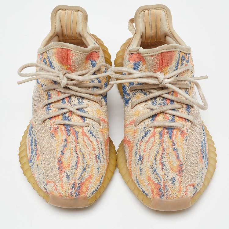 Pre Owned Yeezy x Adidas Multicolor Knit Fabric Boost 350 V2 Mx-Oat Sneakers Size 38 2/3