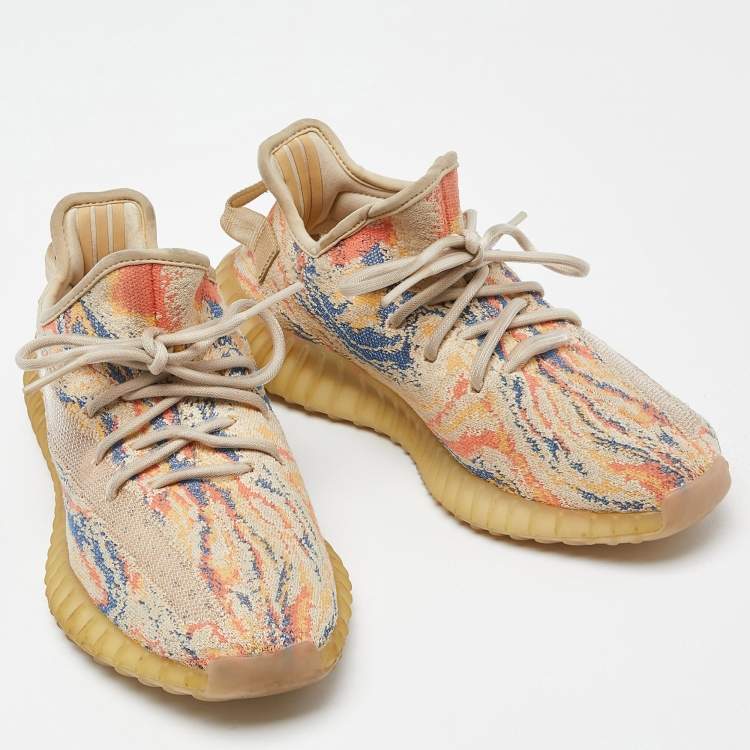 Pre Owned Yeezy x Adidas Multicolor Knit Fabric Boost 350 V2 Mx-Oat Sneakers Size 38 2/3