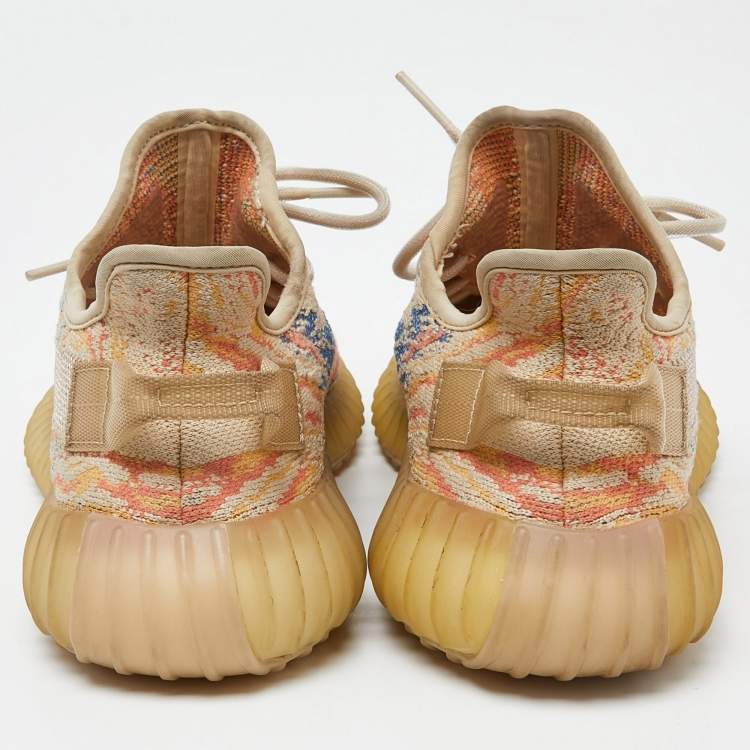 Pre Owned Yeezy x Adidas Multicolor Knit Fabric Boost 350 V2 Mx-Oat Sneakers Size 38 2/3