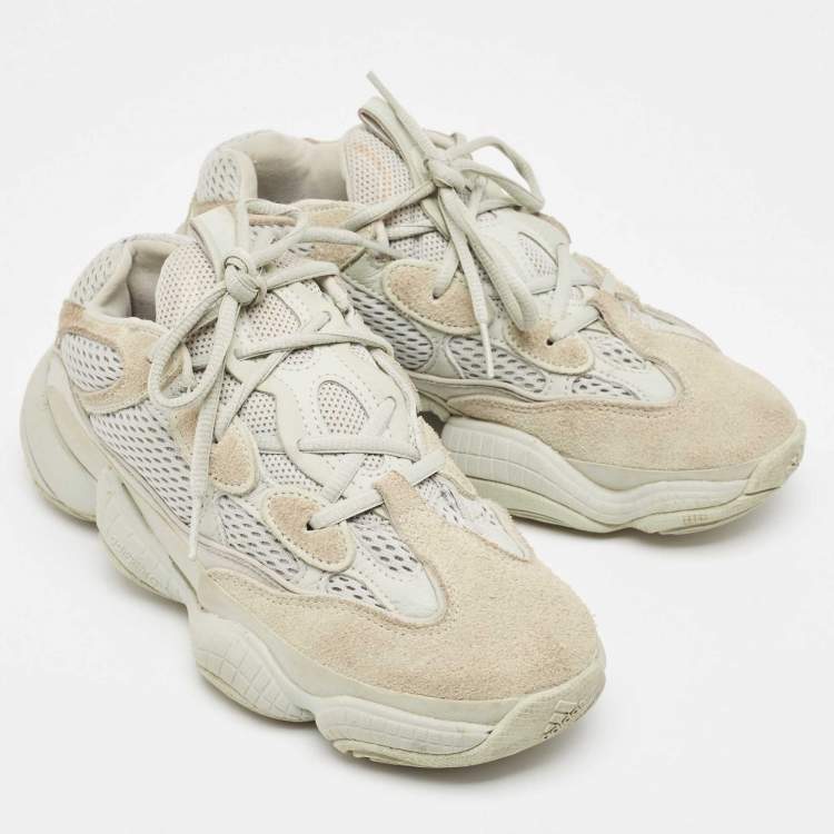 Pre Owned Yeezy x Adidas Grey Suede and Fabric Yeezy 500 salt Sneakers Size 38