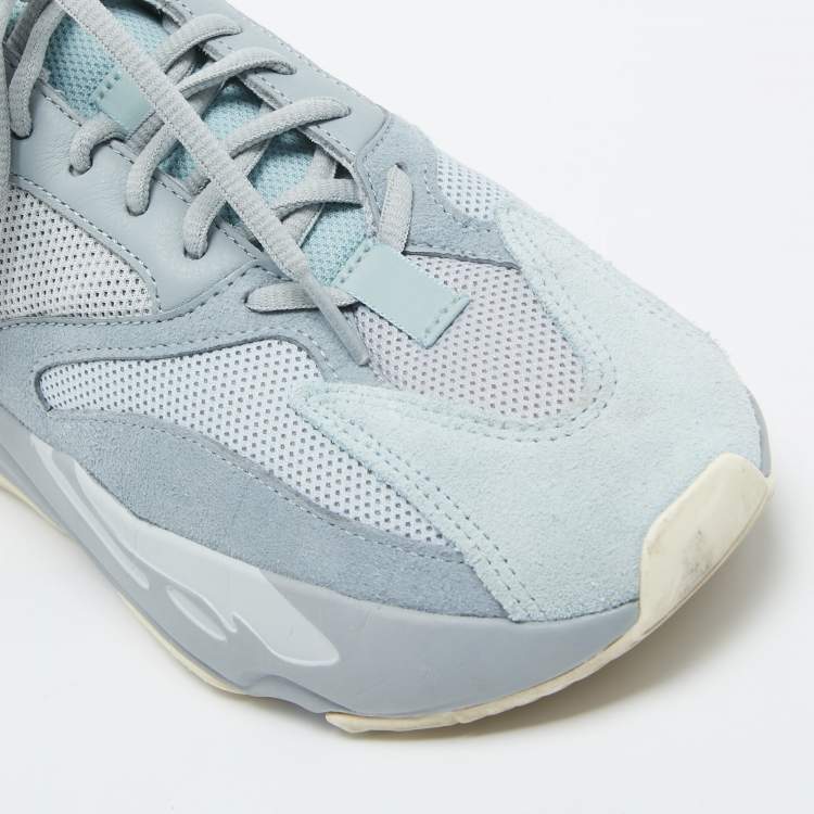 Pre Owned Yeezy x Adidas Grey/Blue Suede and Mesh Boost 700 Inertia Sneakers Size 40 2/3