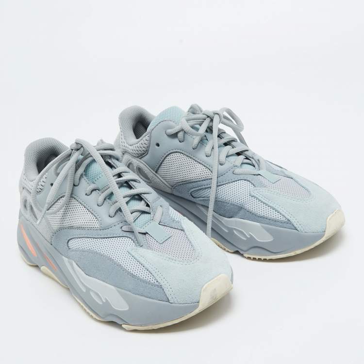 Pre Owned Yeezy x Adidas Grey/Blue Suede and Mesh Boost 700 Inertia Sneakers Size 40 2/3