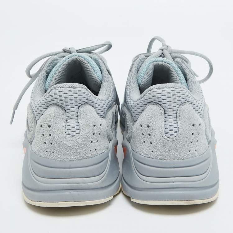 Pre Owned Yeezy x Adidas Grey/Blue Suede and Mesh Boost 700 Inertia Sneakers Size 40 2/3