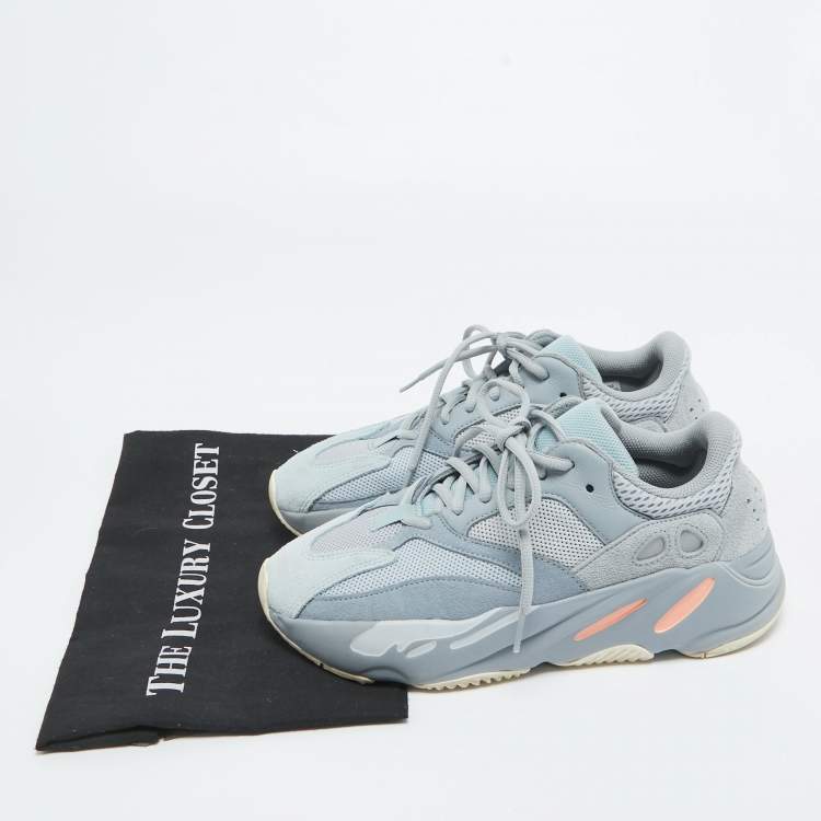 Pre Owned Yeezy x Adidas Grey/Blue Suede and Mesh Boost 700 Inertia Sneakers Size 40 2/3