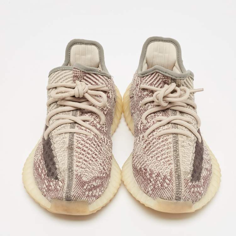 مملوكة مسبقًا Yeezy x Adidas Brown/Beige Knit Fabric Boost 350 V2 Zyon Sneakers Size 38 1/3