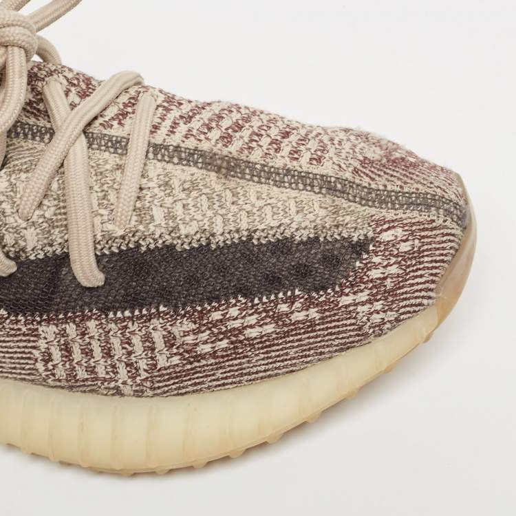 مملوكة مسبقًا Yeezy x Adidas Brown/Beige Knit Fabric Boost 350 V2 Zyon Sneakers Size 38 1/3