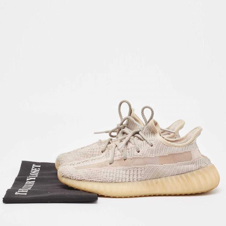 Pre Owned Yeezy x Adidas Two Tone Knit Fabric Boost 350 V2 Synth Sneakers Size 38 2/3