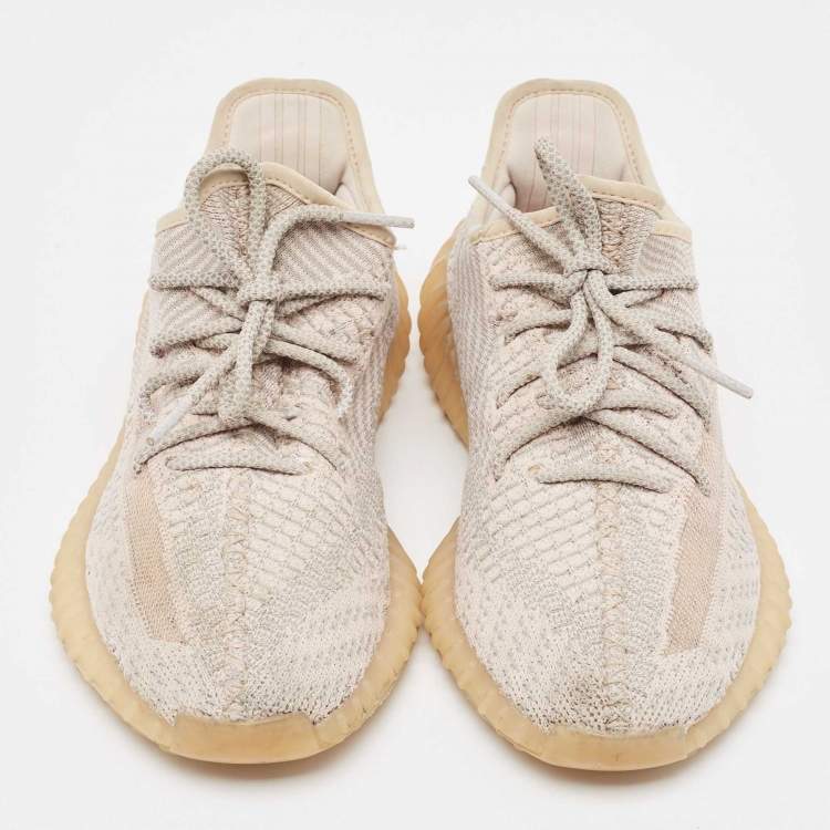 Pre Owned Yeezy x Adidas Two Tone Knit Fabric Boost 350 V2 Synth Sneakers Size 38 2/3