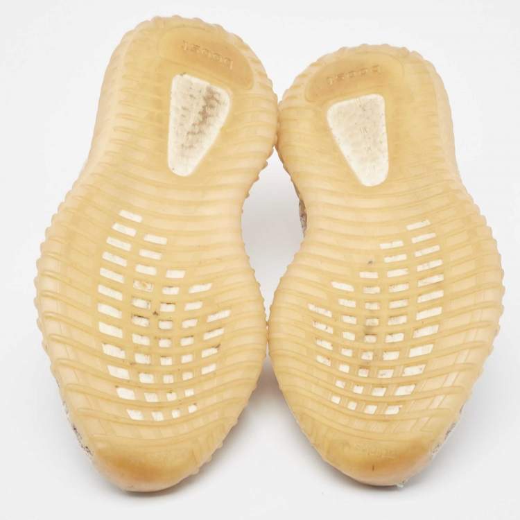 Pre Owned Yeezy x Adidas Two Tone Knit Fabric Boost 350 V2 Synth Sneakers Size 38 2/3