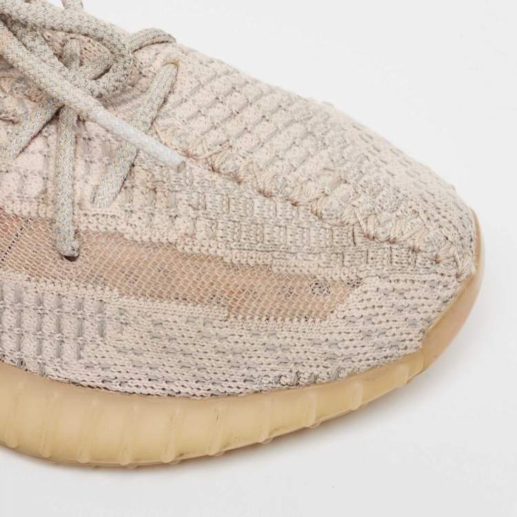 Pre Owned Yeezy x Adidas Two Tone Knit Fabric Boost 350 V2 Synth Sneakers Size 38 2/3