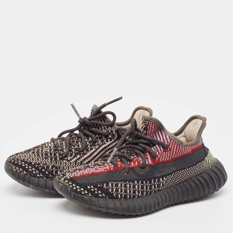 Pre Owned Yeezy x Adidas Multicolor Knit Fabric Boost 350 V2 yecheil Sneakers Size 36