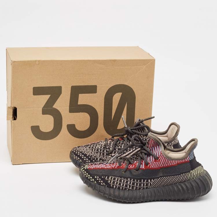 Pre Owned Yeezy x Adidas Multicolor Knit Fabric Boost 350 V2 yecheil Sneakers Size 36