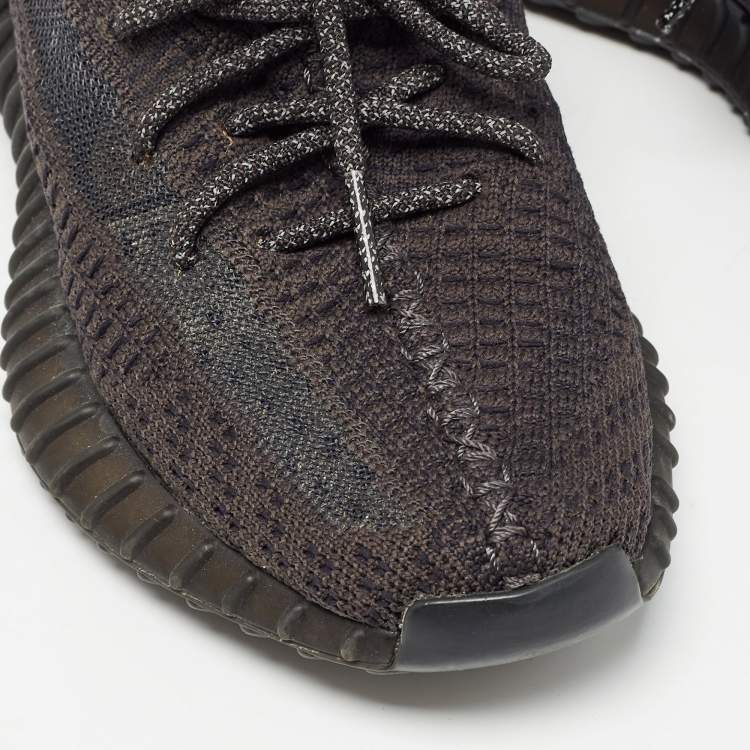 Pre Owned Yeezy x Adidas Black Knit Fabric Boost 350 V2 Black Non-Reflective Sneakers Size 36 2/3