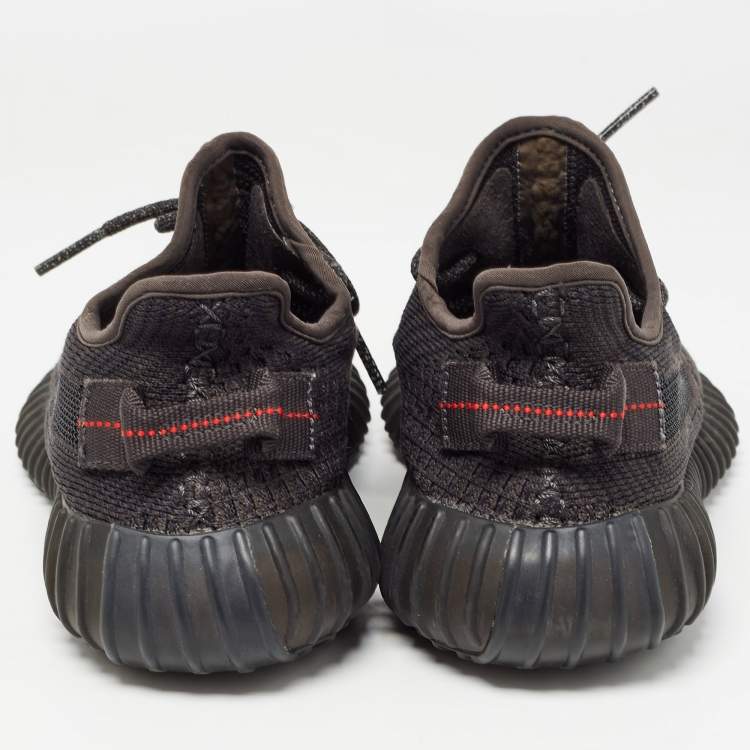 Pre Owned Yeezy x Adidas Black Knit Fabric Boost 350 V2 Black Non-Reflective Sneakers Size 36 2/3