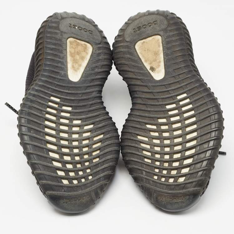 Pre Owned Yeezy x Adidas Black Knit Fabric Boost 350 V2 Black Non-Reflective Sneakers Size 36 2/3