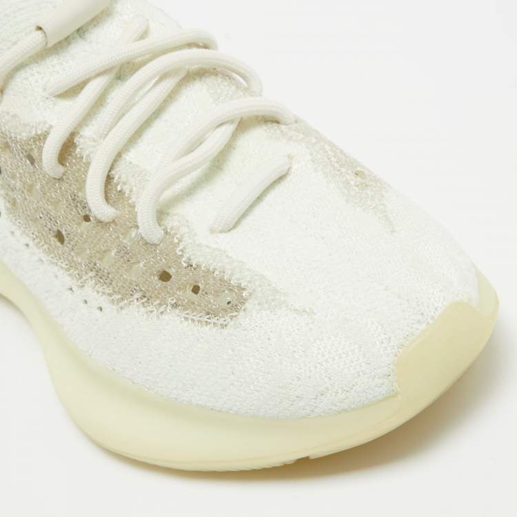 Pre Owned Yeezy x Adidas White Knit Fabric Boost 380 Calcite Glow Sneakers Size 39 1/3