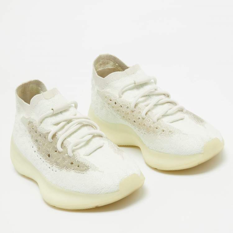 Pre Owned Yeezy x Adidas White Knit Fabric Boost 380 Calcite Glow Sneakers Size 39 1/3