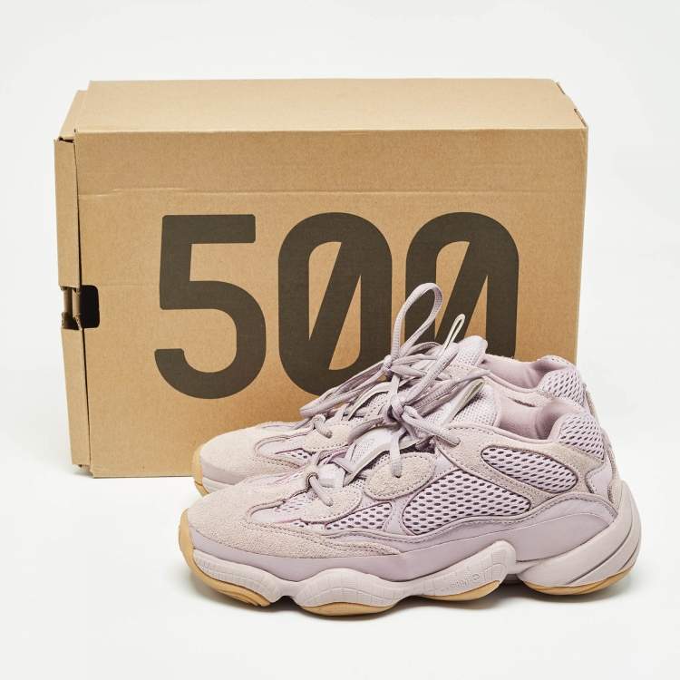 Pre Owned Yeezy x Adidas Purple Suede and Fabric Yeezy 500 Sneakers Size 38