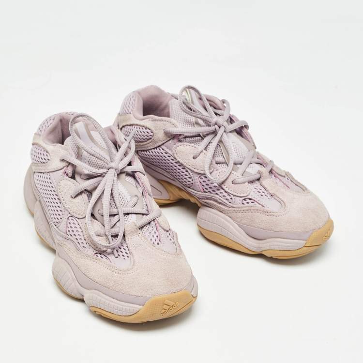 Pre Owned Yeezy x Adidas Purple Suede and Fabric Yeezy 500 Sneakers Size 38