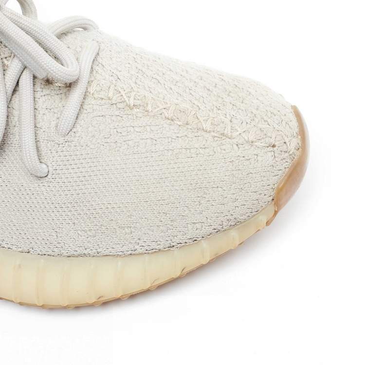 Pre Owned Yeezy x Adidas Light Grey Knit Fabric Boost 350 V2 Low Top Sneakers Size 38.5