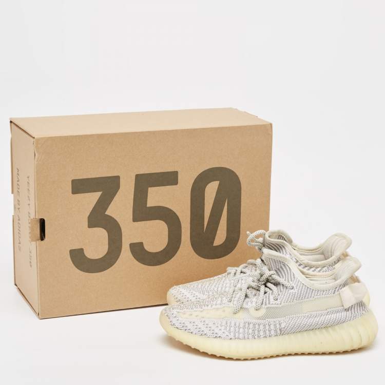 Pre Owned Yeezy x Adidas Grey/White Knit Fabric Boost 350 V2 Static Sneakers Size 36 2/3