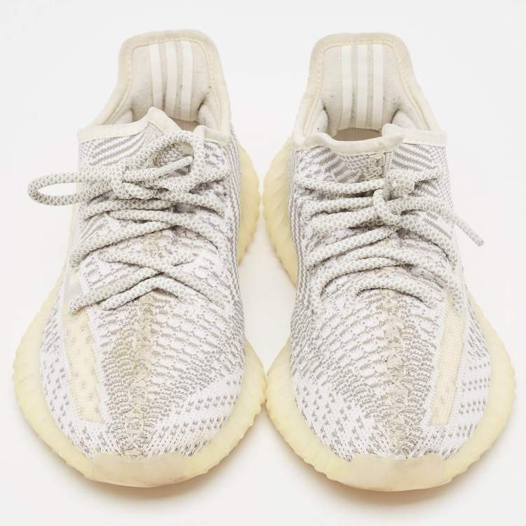 Pre Owned Yeezy x Adidas Grey/White Knit Fabric Boost 350 V2 Static Sneakers Size 36 2/3