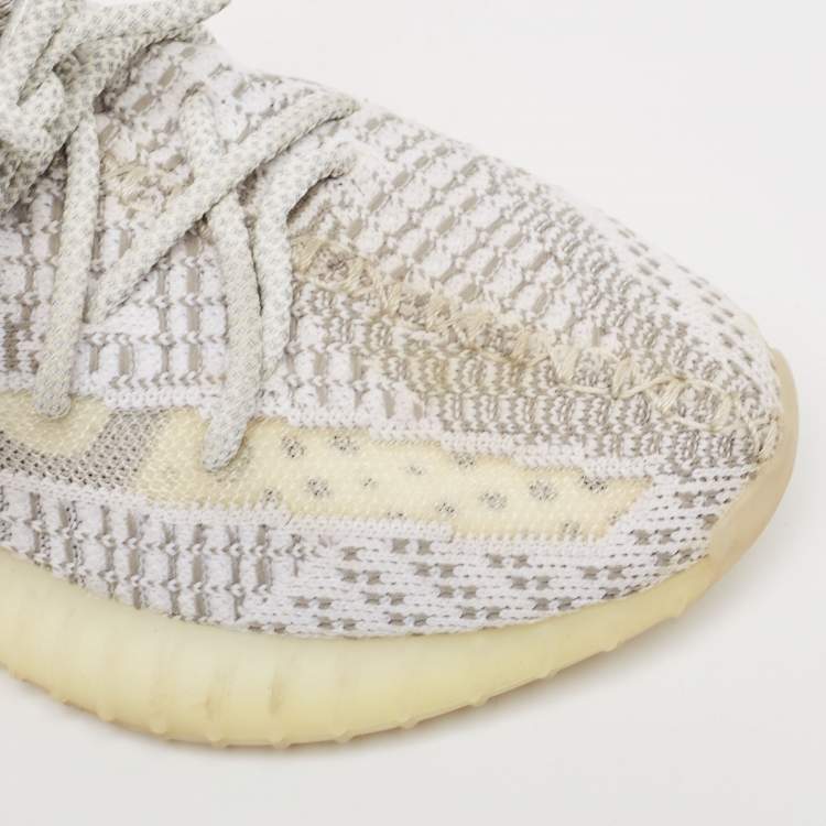 Pre Owned Yeezy x Adidas Grey/White Knit Fabric Boost 350 V2 Static Sneakers Size 36 2/3