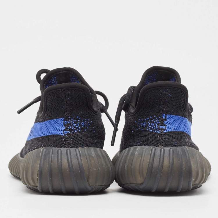 Pre Owned Yeezy x Adidas Black/Blue Knit Fabric Boost 350 V2 Dazzling Blue Sneakers Size 38 2/3