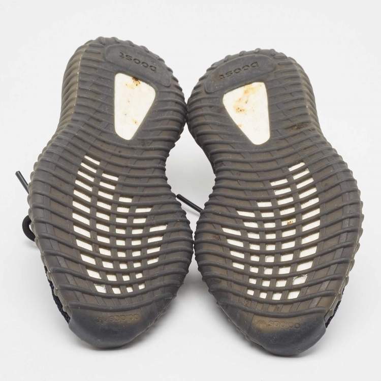 Pre Owned Yeezy x Adidas Black/Blue Knit Fabric Boost 350 V2 Dazzling Blue Sneakers Size 38 2/3