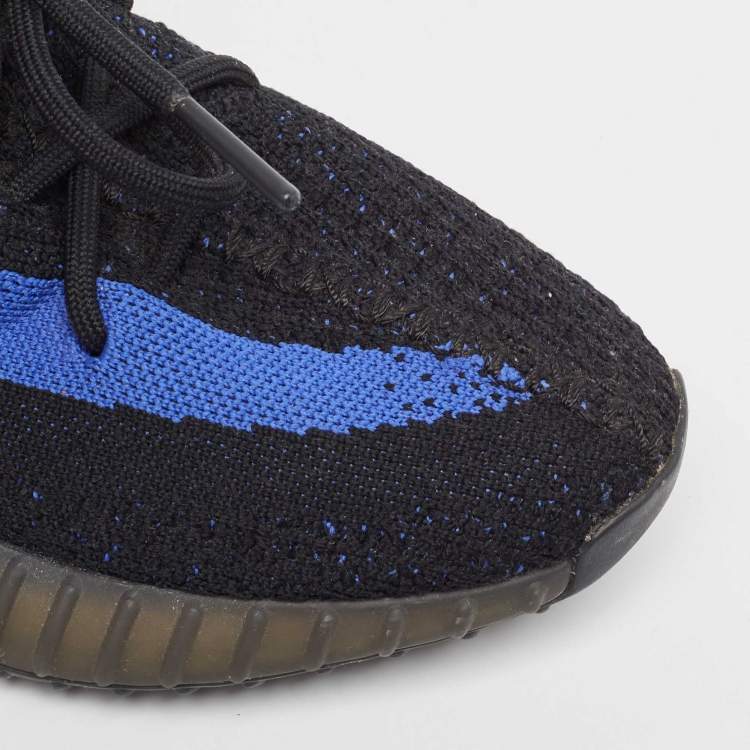 Pre Owned Yeezy x Adidas Black/Blue Knit Fabric Boost 350 V2 Dazzling Blue Sneakers Size 38 2/3