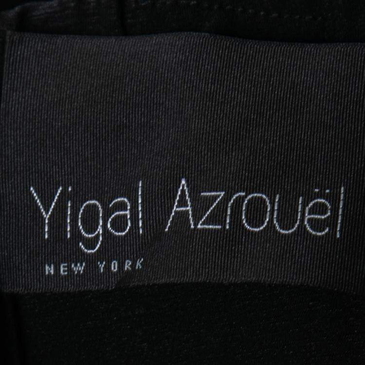 Pre Owned Yigal Azrouel Burgundy Stretch Knit Mesh Patch Detail Dress S