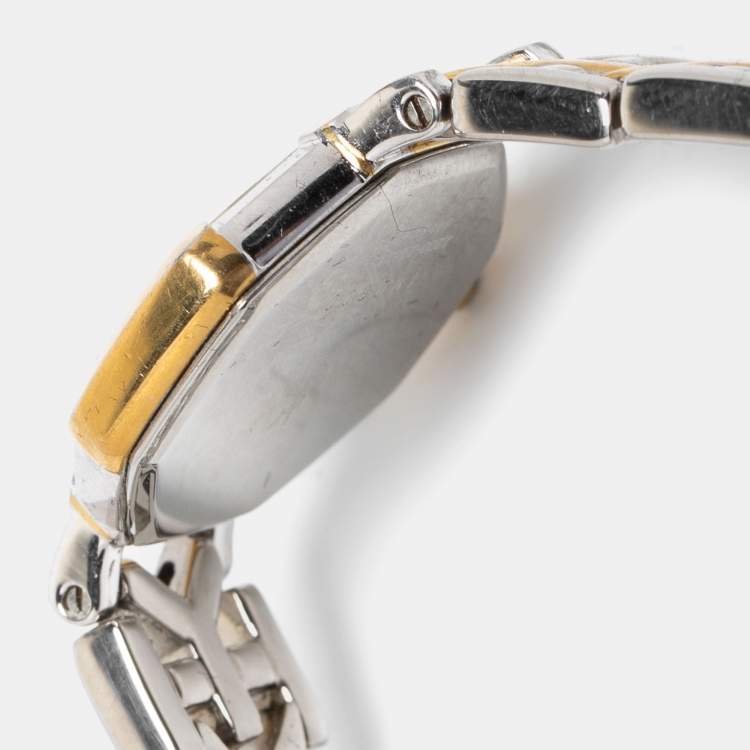 Pre Owned Yves Saint Laurent White Two Tone Stainless Steel Women's Wristwatch 23 mm 