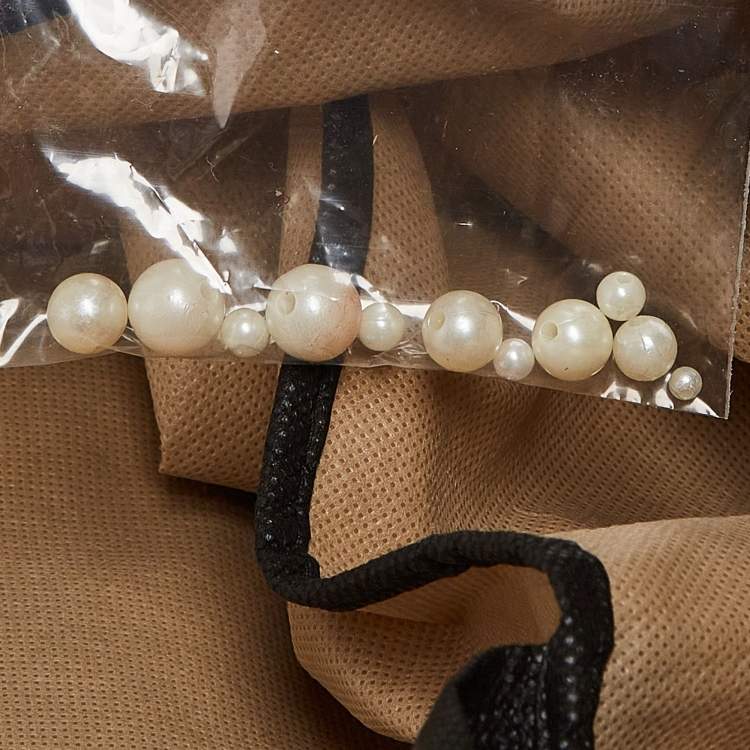 Pre Owned Yousef Al Jasmi Cream Pearl Embellished Tulle Sheer Evening Dress S
