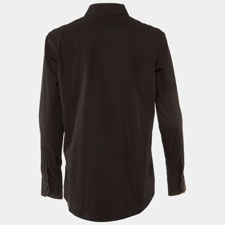 Pre Owned  Saint Laurent Paris Black Cotton Button Front Shirt L