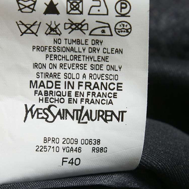 Pre Owned Yves Saint Laurent Dark Grey Wool Smock Detail Sleeveless Mini Dress M