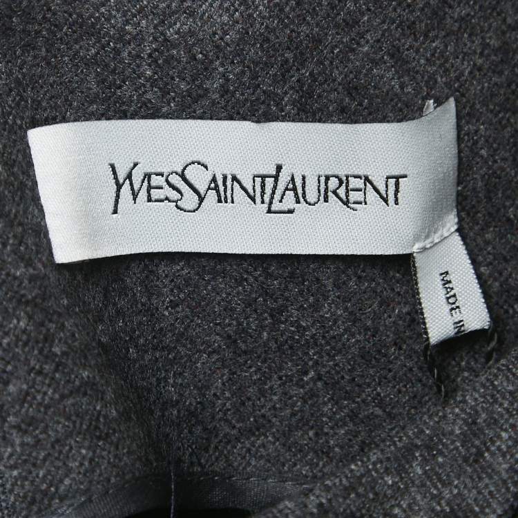 Pre Owned Yves Saint Laurent Dark Grey Wool Smock Detail Sleeveless Mini Dress M