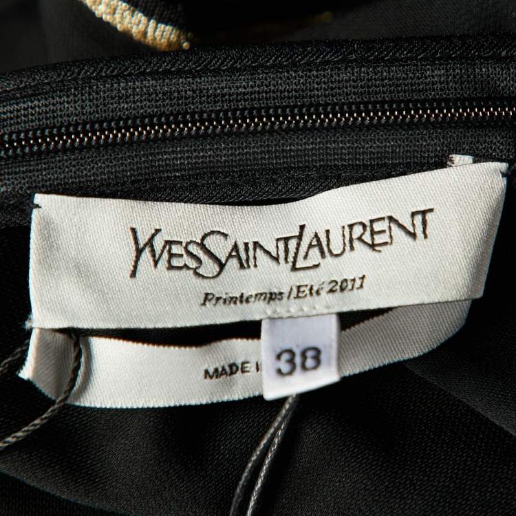 Pre Owned Yves Saint Laurent Black Jersey Lurex Detail Midi Dress M