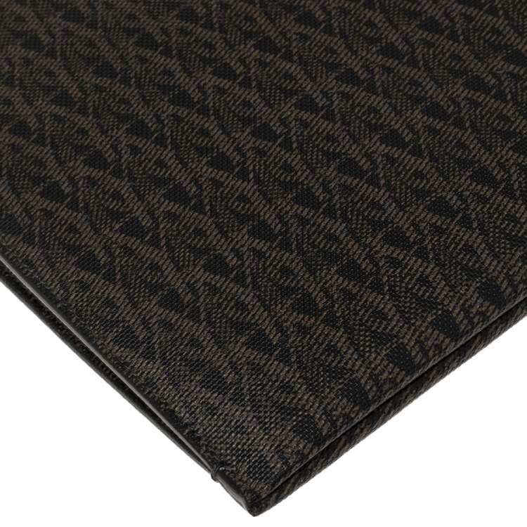 مملوكة مسبقًا Saint Laurent Brown Coated Canvas Monogram Zip Pouch