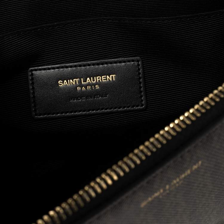 مملوكة مسبقًا Saint Laurent Brown Coated Canvas Monogram Zip Pouch