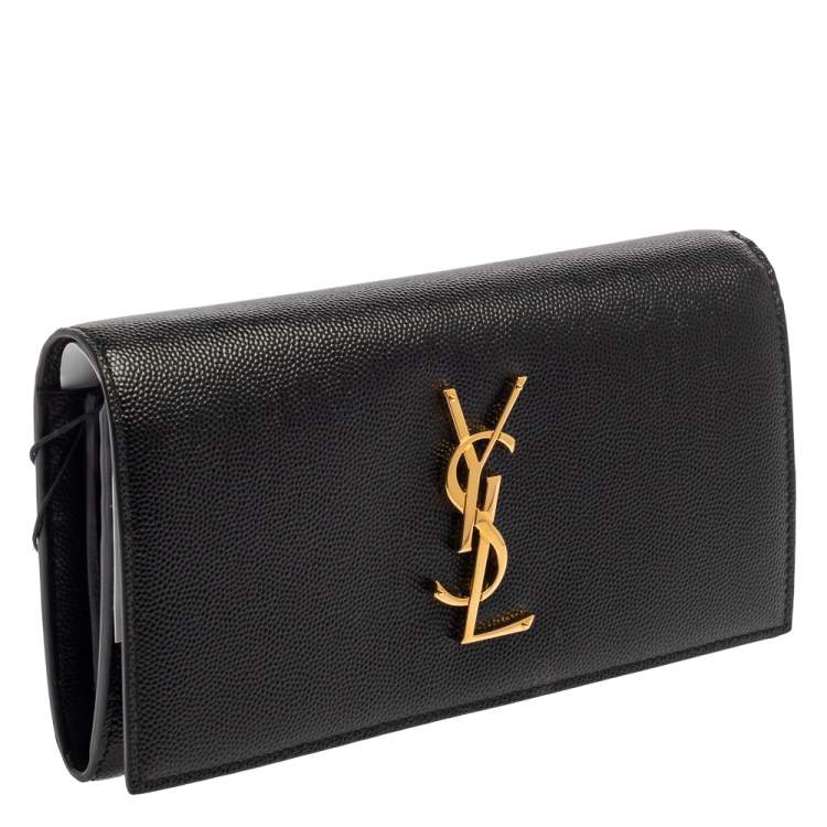 Pre Owned Saint Laurent Black Leather Kate Clutch