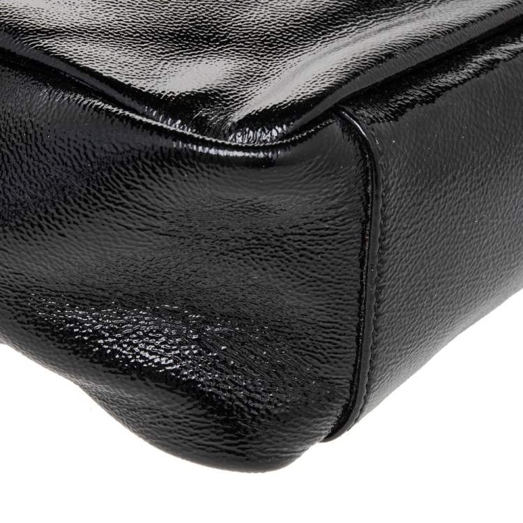 Pre Owned Yves Saint Laurent Black Leather Zip Hobo